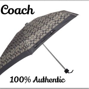 Coach Women's Signature Mini Umbrella - Grey/Black